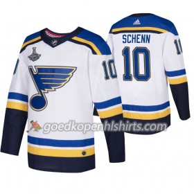 St. Louis Blues Brayden Schenn 10 Adidas 2019 Stanley Cup Champions Wit Authentic Shirt - Mannen